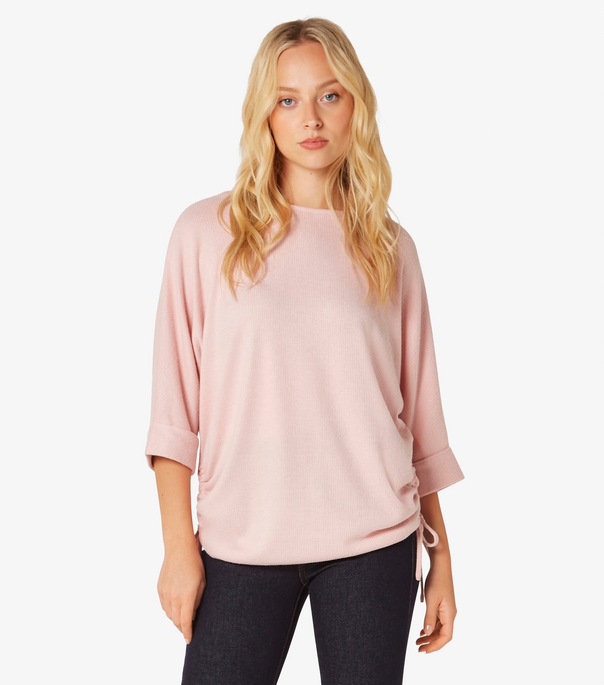 Women's Pink Batwing Sleeve Drawstring Top Apricot New Look