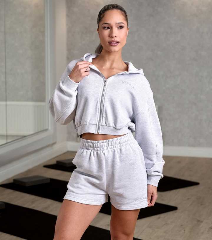 Gym King Grey Compose Full Zip Cropped Hoodie