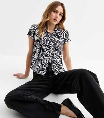 Black Zebra Print Mesh Shirt