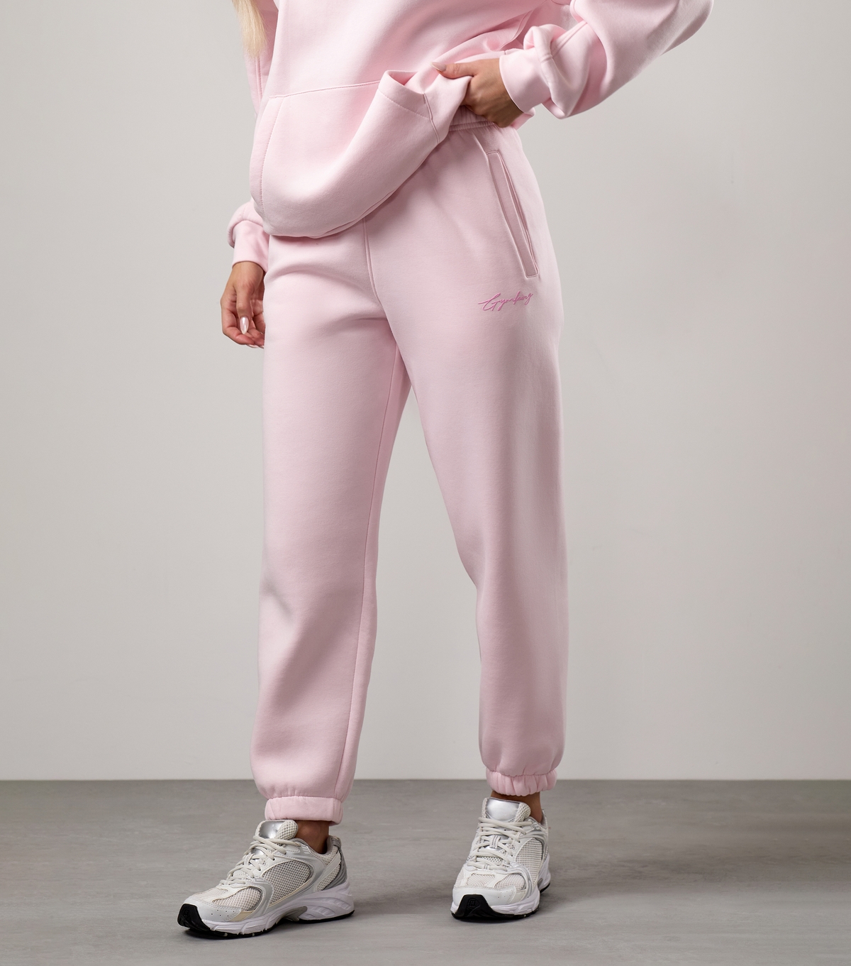 Women's Pink Embroidered Logo Joggers Gym King New Look