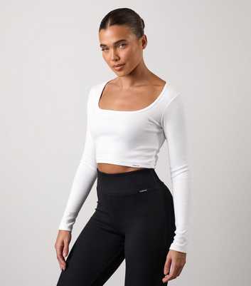 Gym King 365 White Ribbed Cropped Top