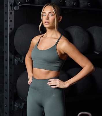 Gym King Khaki Green Sculpt Seamless Bra