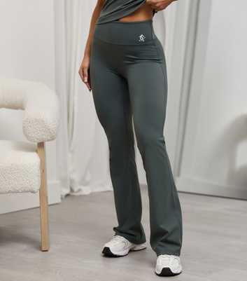 Gym King 365 Khaki Green Flared Yoga Leggings