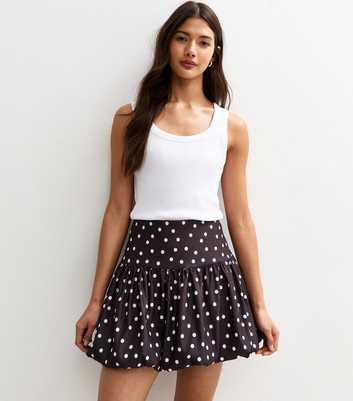 Black Polka Dot Puffball Mini Skirt