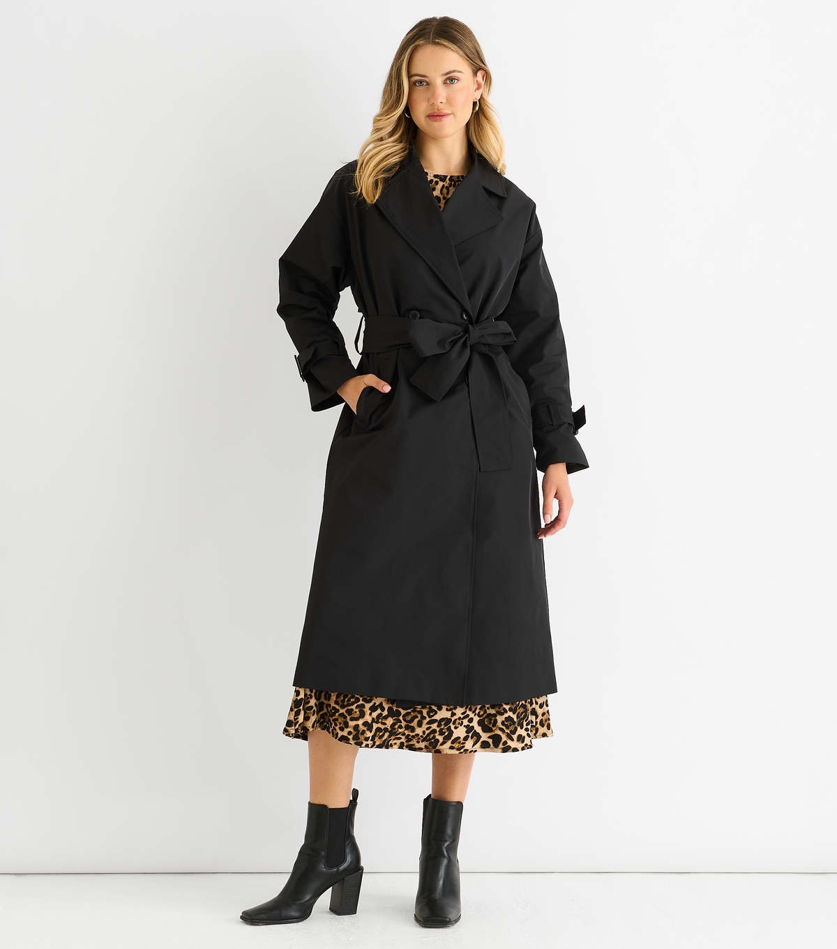 Women's Black Belted Trench Coat Gini London New Look