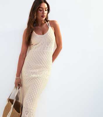 Stone Crochet Strappy Maxi Dress