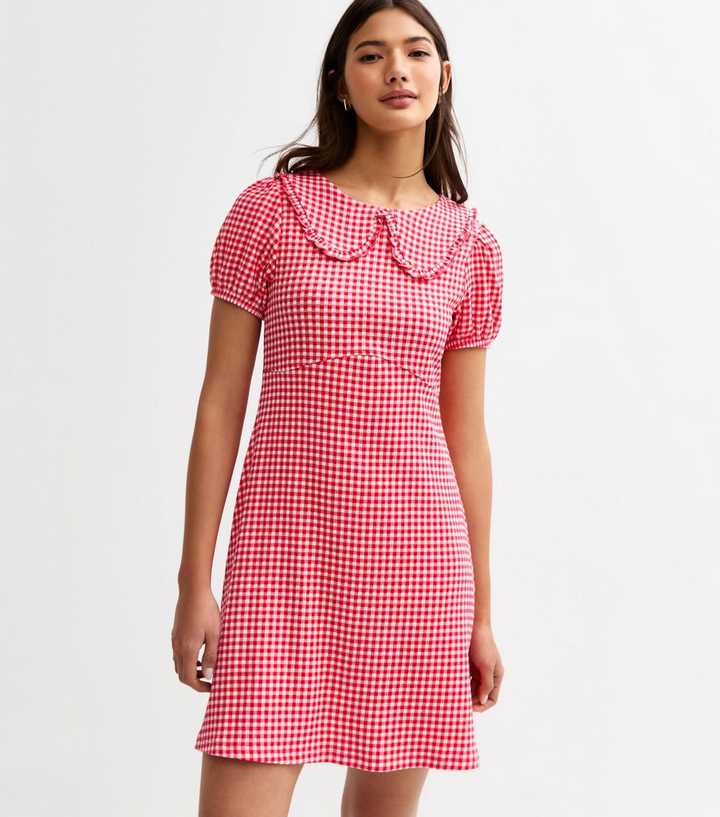 red checked dress new look Red Gingham Check Tie Front Mini Dress