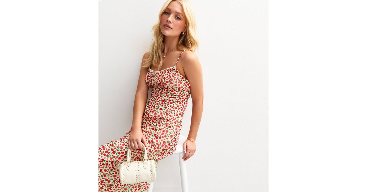 White Floral Print Midi Dress | New Look