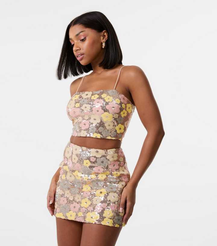 Pink Vanilla Multicoloured Daisy Sequin Top
