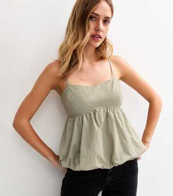 Light Green Bubble Hem Parachute Cami Top