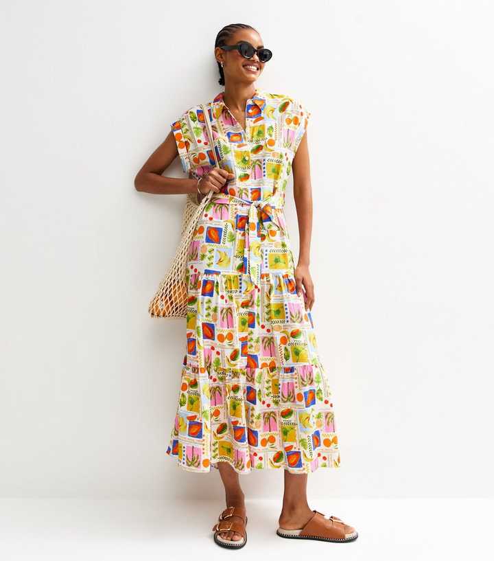 Navy Fruit Print Tropical Girls Dress main image 1