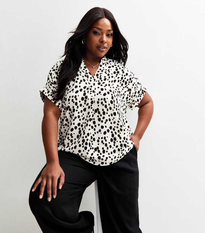 Curves White Spot Print Blouse