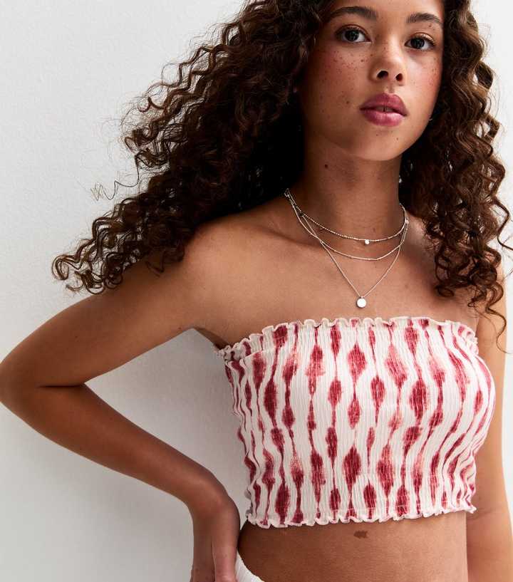Girls Pink Tie Dye Print Bandeau Top