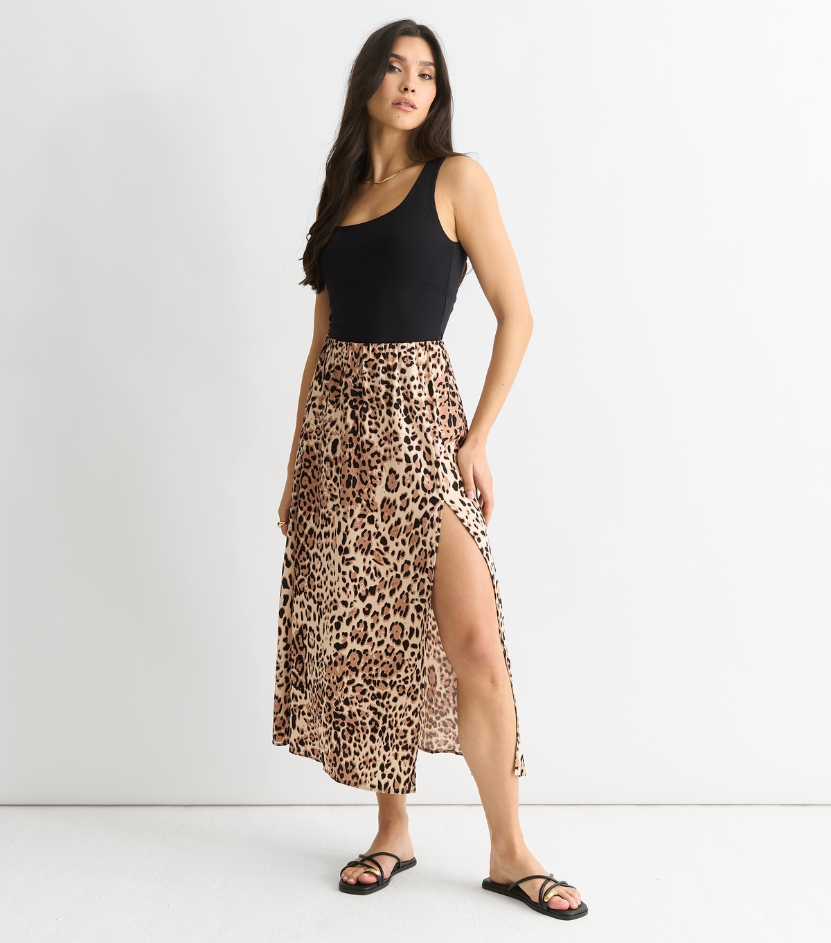 Women's Brown Leopard Print Maxi Skirt Gini London New Look