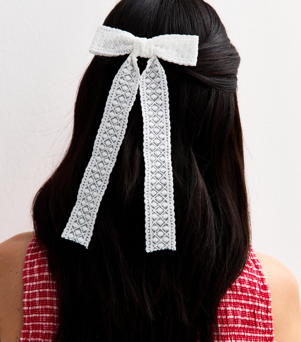 White Lace Bow Hair Slide New Look