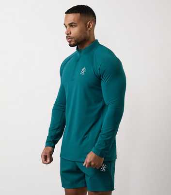 Gym King Dark Green Energy Quarter Zip Funnel Neck Top