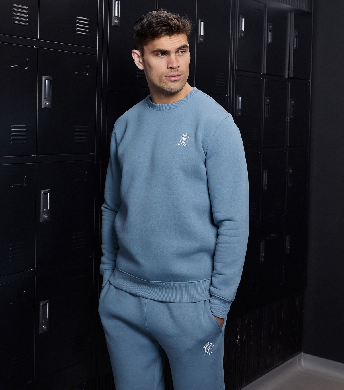 Men's Light Blue Fundamental Fleece Sweatshirt Gym King New Look