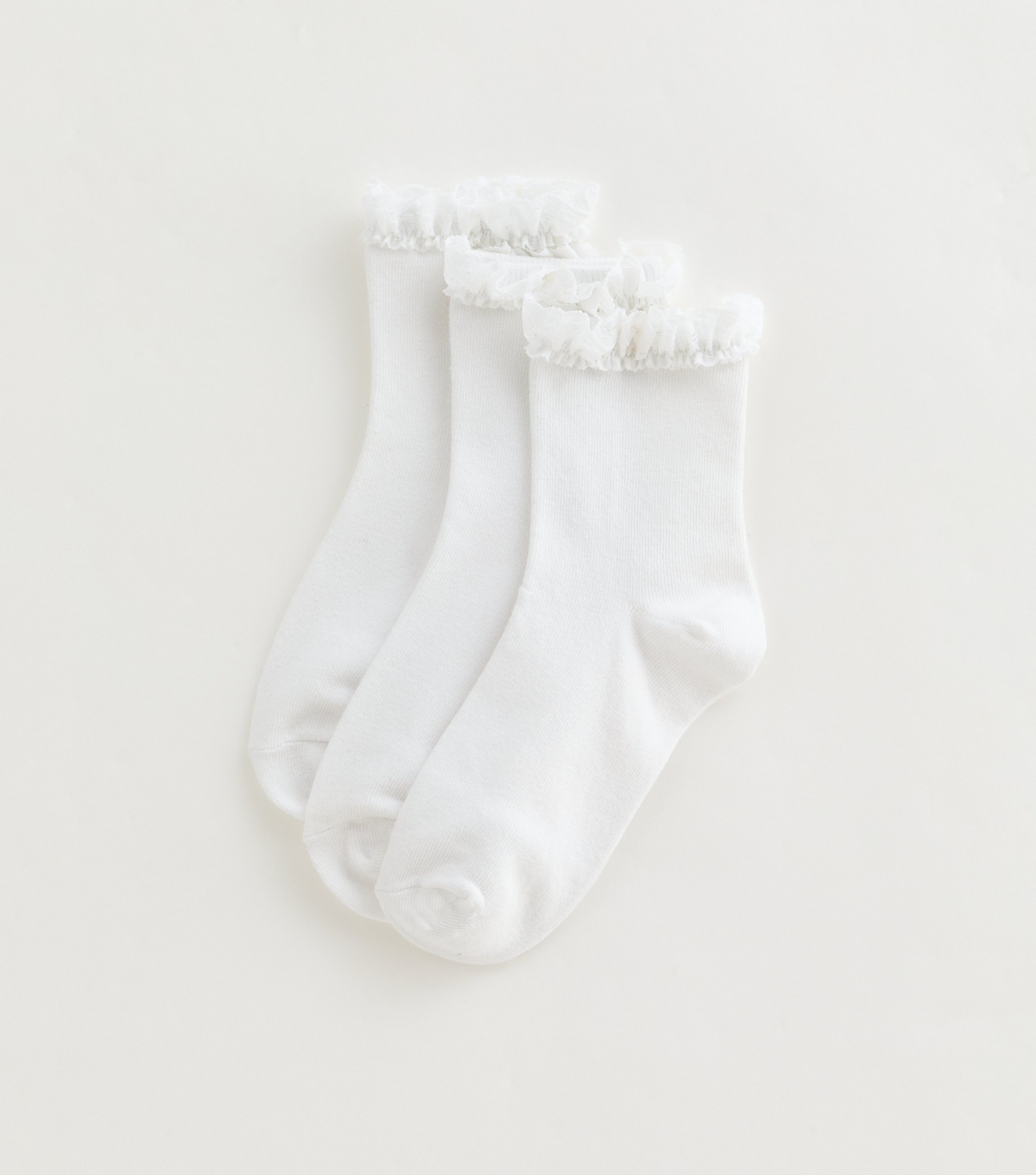 Girls' Pack of 3 White Frill Trim Cable Socks New Look