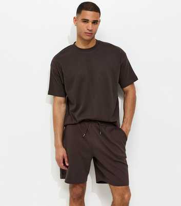 Dark Brown Regular Panelled Jersey Shorts
