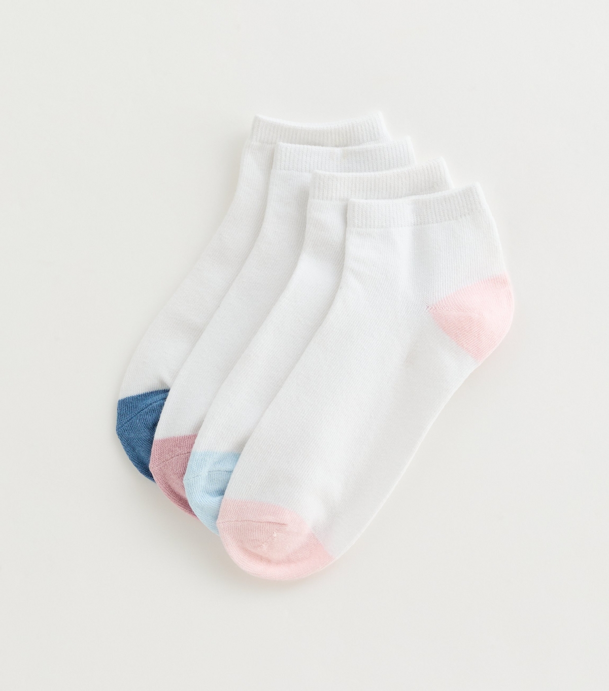 Pack of 4 White Contrast Heel and Toe Trainer Socks New Look