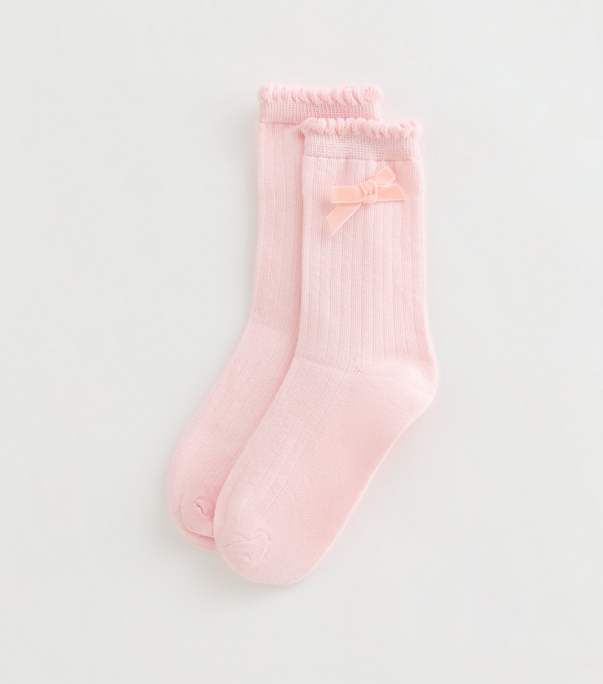 Pink Velour Bow Ankle Socks New Look