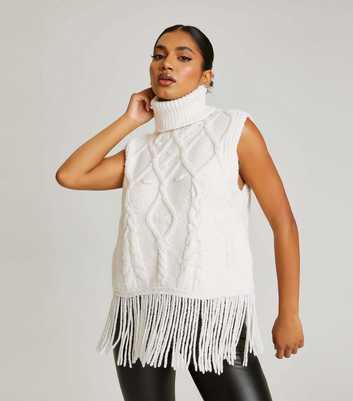 Urban Bliss Cream Tassel Knit Vest