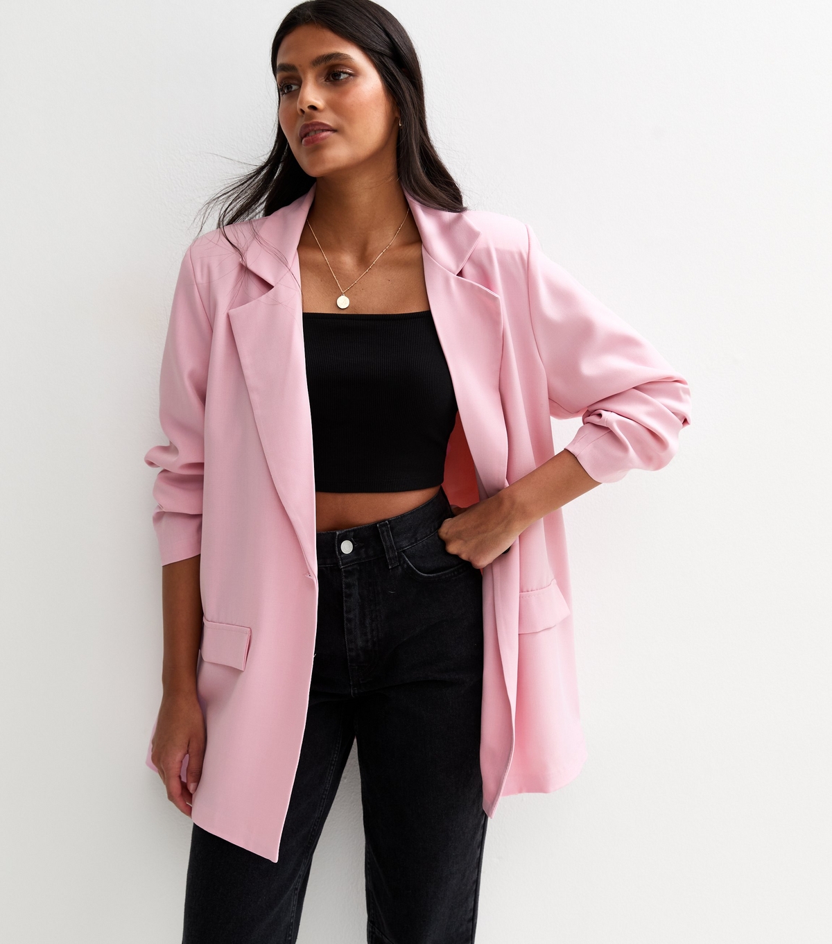 Women's Pink Single Button Blazer Gini London New Look