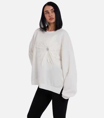 Gini London White Floral Detail Sweatshirt