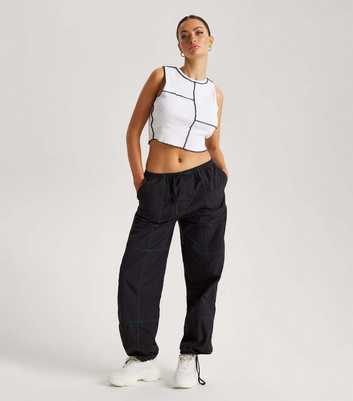 Urban Bliss Black Contrast Stitch Parachute Trousers