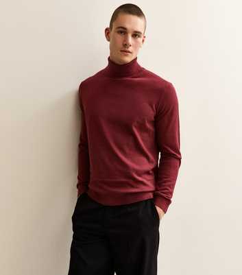 Burgundy Slim Long Sleeve Roll Neck Jumper