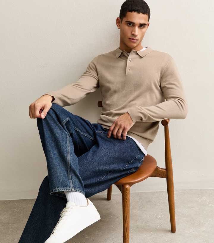 Light Brown Regular Long Sleeve Polo Top