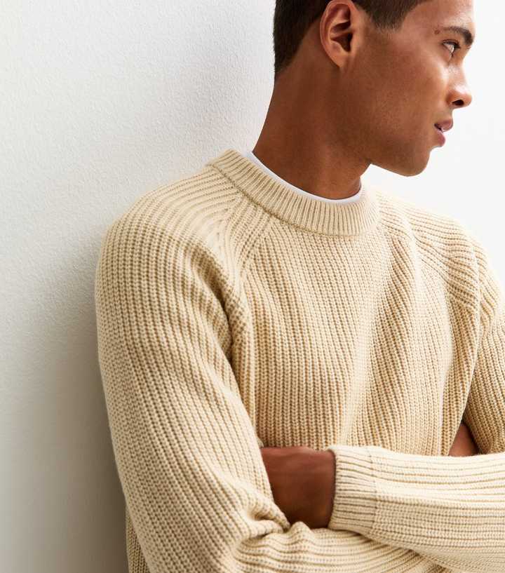 Cream Regular Fisherman Knit Crew Neck Jumper
