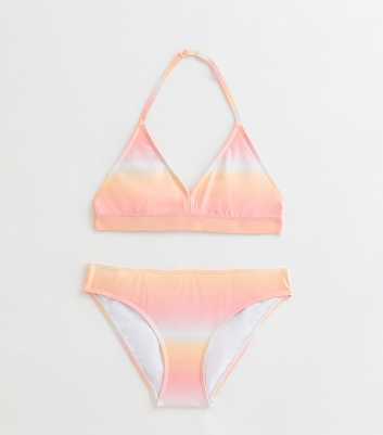 Girls Pink Ombre Triangle Bikini Set