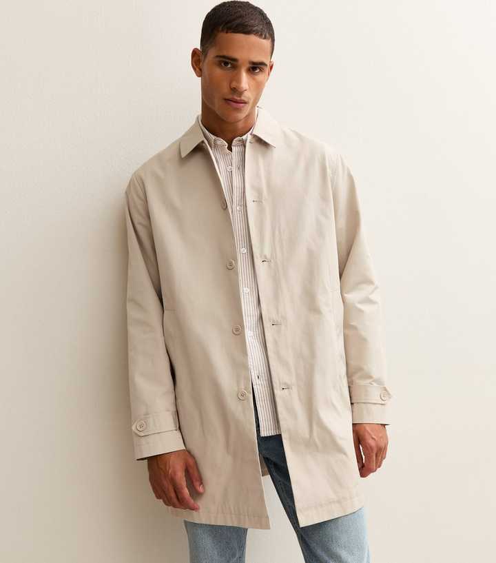 Stone Regular Fit Button Front Car Coat