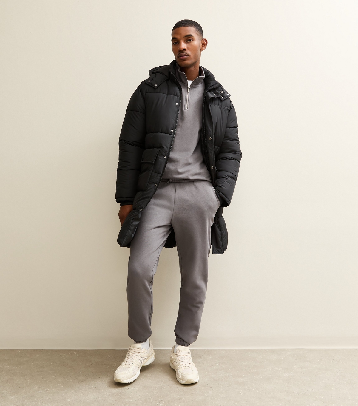 Men's Black Regular Longline Puffer Jacket New Look