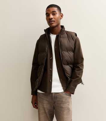 Dark Brown Regular Fit Sleeveless Heatseal Puffer Gilet