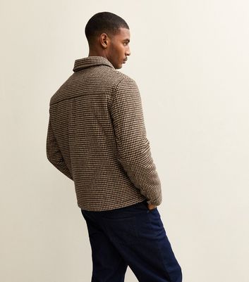 Brown Relaxed Quilted Checked Zip Up Jacket | New Look