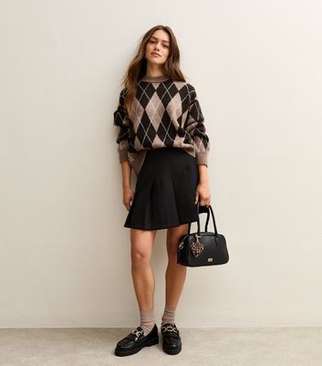 Petite Black Pleated Mini Skirt New Look