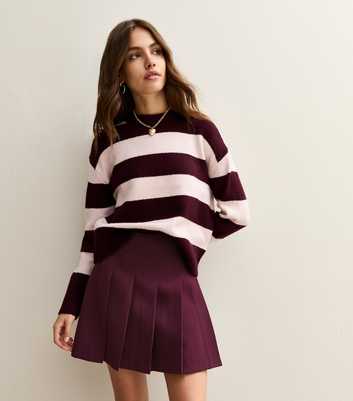 Burgundy Pleated Mini Skirt