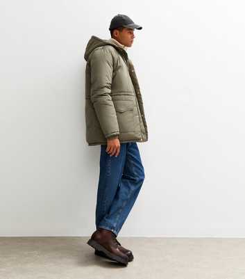Light Khaki Regular Fit Padded Parka Coat