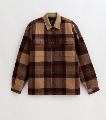 Blue Regular Fit Corduroy Collar Check Jacket | New Look