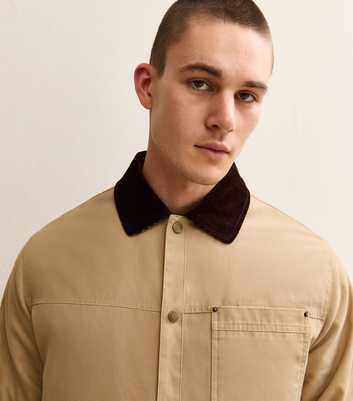 Beige Cord Collar Worker Jacket