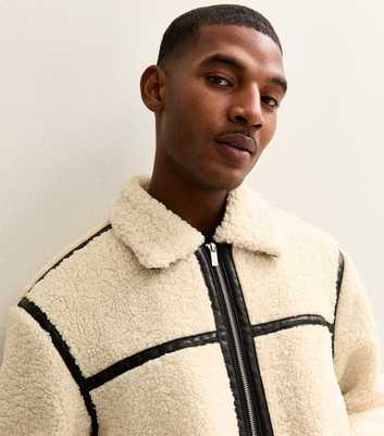 Off White Regular Borg Taped Jacket