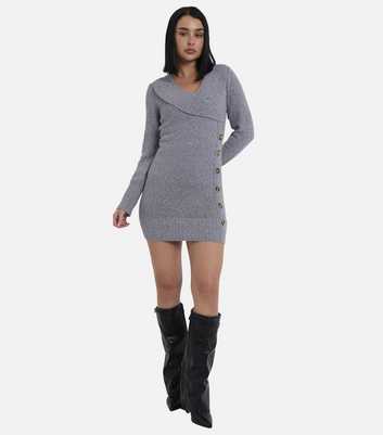 Gini London Grey Wrap Knit Mini Dress