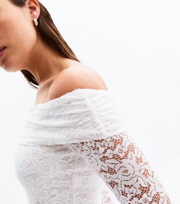 White Lace Bardot Top