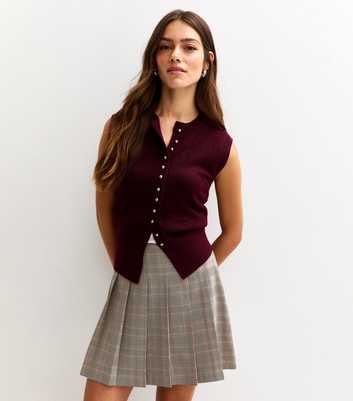 Petite Black Check Pattern Box Pleat Skirt