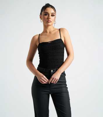 Urban Bliss Black Textured Bodysuit