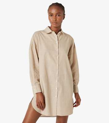 Apricot Stone Striped Oversized Shirt Dress