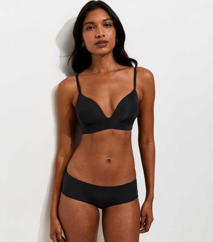 Black Microfibre Moulded Triangle Bra