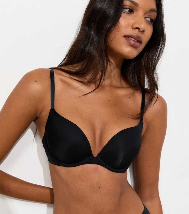 Black Microfibre Push Up Bra